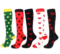 Haute qualité Jacquard équipage mode broderie femmes genou haute Compression Sport chaussettes personnalisées longues