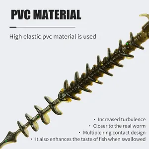 LUSHAZER 10 Uds 20 piezas señuelo de plástico de pesca suave PVC 5cm 6,5 cm 7,5 cm <span class=keywords><strong>gusano</strong></span> de rosca inversa Isca Artificial T cola cebo de pesca - Product Image 4