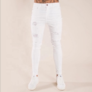 Jeans Ajustados Desgastados para Hombre, Talla Grande, Blancos, Elásticos, Pantalones Ajustados Urbanos de Mezclilla, Pantalones de Lápiz, Jeans Rotos - Product Image 3