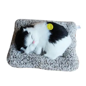 Venta caliente coche bambú carbón simulación gato muñeca estera de tela gato durmiendo coche decoración interior purificador de aire accesorios