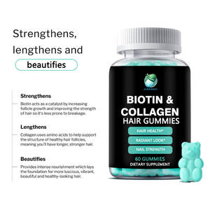 סוכריות גומי פרימיום עם ביוטין וקולגן וחומצה פנטוטנית להבהרת העור, מסייעות בשיקום ברק השיער, תוסף תזונה ליופי - Product Image 3