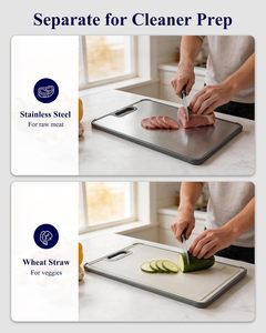 Planche à découper en titane pur, écologique, antibactérienne, double face, résistante aux rayures, avec poignée - Product Image 1