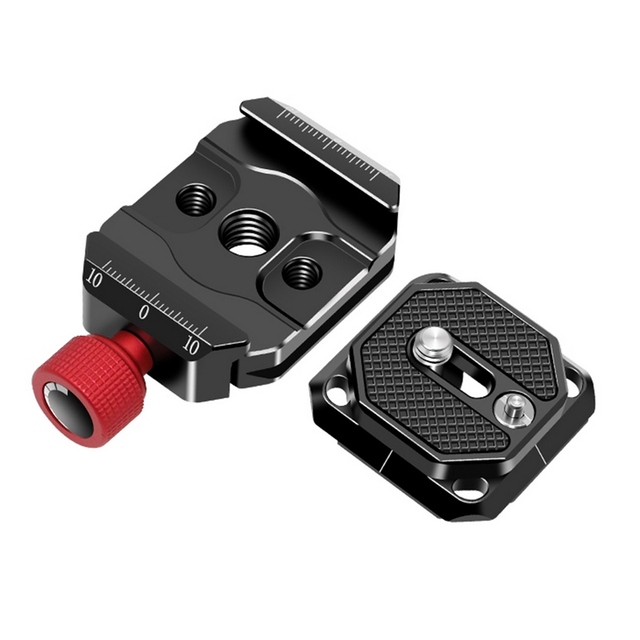 Quick Release Clamp Adapter Set with Quick Release Plate Arca Swiss with 1/4 & 3/8 Inch Screw Hole Aluminum Alloy