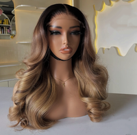 Peluca de Cabello Humano 100% con Ondas Ombre y Encaje Frontal, Densidad 180%, Cierre de Encaje HD 4x4, Pre-Desplumada, para Uso Diario