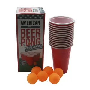Joyeux Bière-Pong Ball Tasses Set Kits Balsl Ensembles Plastique PP Couleur Logo Personnalisé Coloré Bière-Pong
