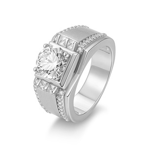 Men's Yellow <b>Gold</b> <b>Cocktail</b> <b>Ring</b> With Round Brilliant Moissanite Shield Setting Pave Accents Classic Style Engagement <b>Ring</b> - Product Image 2