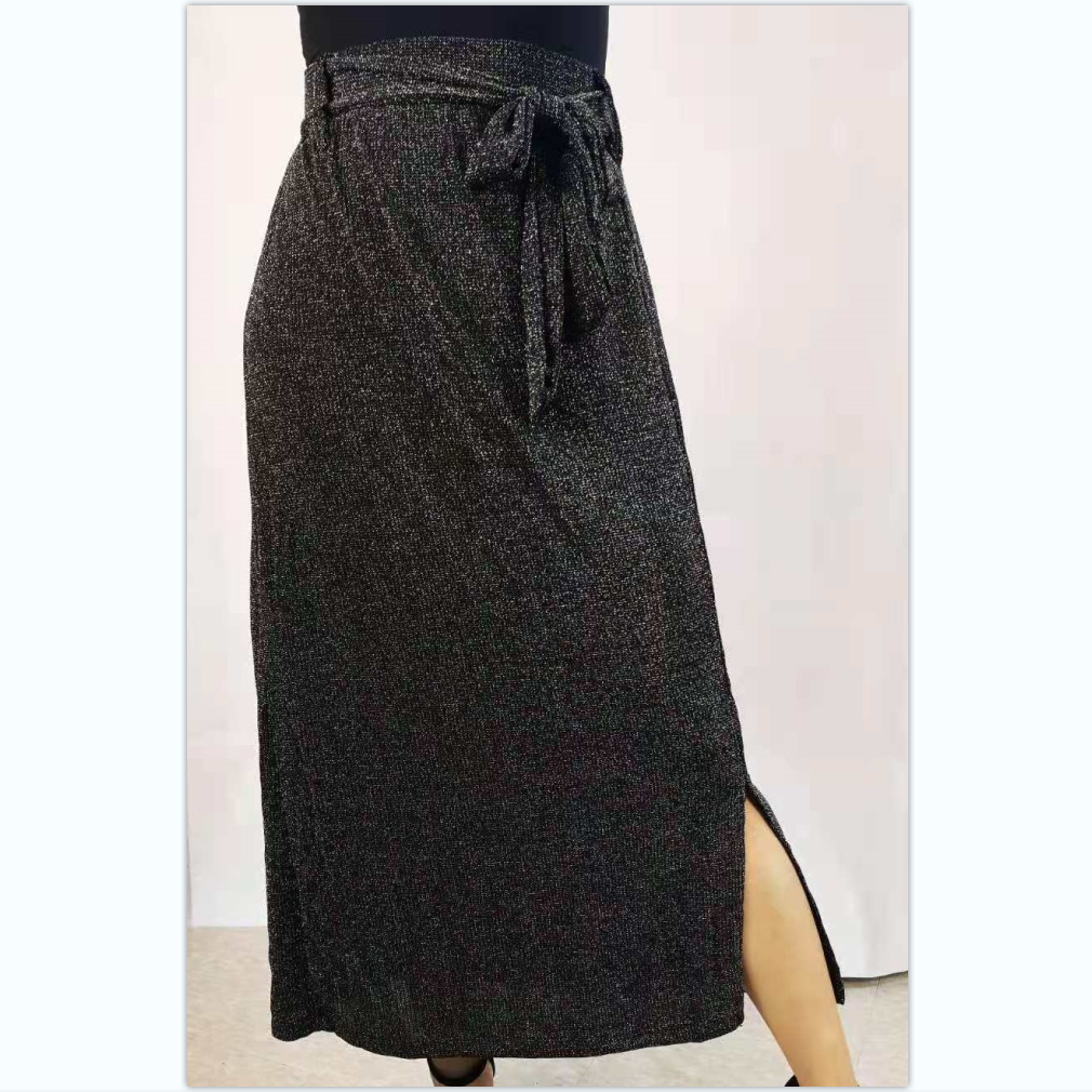 Fashion ladies skirt tie line women long skirt with slit