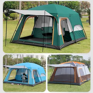 Barraca de acampamento ao ar livre com 2 quartos 1 sala impermeável Extra Large Espaço 8-12 Pessoas Tenda familiar