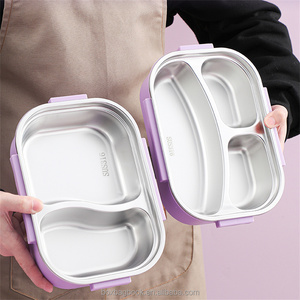 Mới được thiết kế vuông hình chữ nhật tròn thực phẩm Hộp Ăn Trưa container cách nhiệt giữ nhiệt 3 lớp màu xanh vàng trắng Hộp Ăn Trưa - Product Image 6