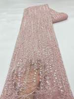 Tissu en dentelle brodée de sequins perlés 100% polyester pour robes de mariée et tenues de soirée, style élégant et luxueux