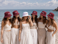 Chapeaux Bob Personnalisés Bicolores pour Mariage, Brodés, en Gros, pour Invités, Rétro, Cadeau Personnalisé pour Enterrement de Vie de Jeune Fille