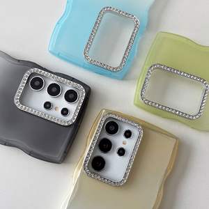 Funda protectora para teléfono Samsung S23 Ultra S25 con diseño de diamantes brillantes, efecto degradado y tacto suave, color azul hielo fluido. - Product Image 2