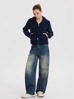 YUANBOFEI Jean Tendance Style Boyfriend Nouveau Modèle Ample Bleu Jambe Droite Évasée Taille Haute Denim Respirant