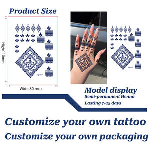 Instock Wholesale Waterproof 100% Safe Non-toxic Long Lasting 15 Days Realistic Juice <strong>Henna</strong> Tattoo Sticker Semi Permanent Tattoo - Product Image 2