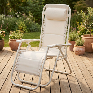 Sedia Relax Galileo Rio Plus Est Confortevole in Avorio, Imbottita in Schiuma di Poliuretano Espanso, Reclinabile e Pieghevole, Ideale per Spiagge - Product Image 3