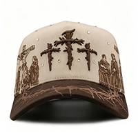 Gorra de Béisbol de 5 Paneles con Visera Curva, Bordado de Logotipo Personalizado, Diseño de Corona de Espinas, en Gamuza Negra, Nueva y Moderna, G5 Xcap