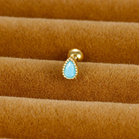 Boucles d'oreilles en pierre artificielle bleue pour femmes 20G en acier inoxydable bohème fleur serpent Cartilage boucle d'oreille Piercing bijoux