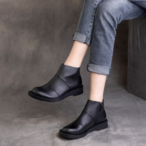 Botines Retro de Piel Genuina con Cordones y Tacón Plano para Primavera y Otoño - Product Image 3