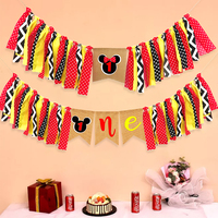 Coloré Mickey dessin animé thème 1er anniversaire bébé chaise haute bannière bruant bébé joyeux anniversaire fête décoration fournitures