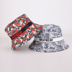 Оптовая продажа, Женская Повседневная шляпа от солнца с принтом, шляпы-ведра для рыбаков, дизайнерские шляпы-ведра с индивидуальным логотипом - Product Image 3