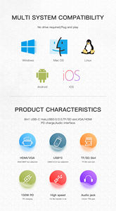 Vente chaude 9 en 1 Usb c Hub, OEM ODM Computer Accessory Usb Hubs avec lecteurs de cartes SD TF et adaptateurs de sortie vidéo <span class=keywords><strong>HDMI</strong></span> <span class=keywords><strong>VGA</strong></span> - Product Image 4