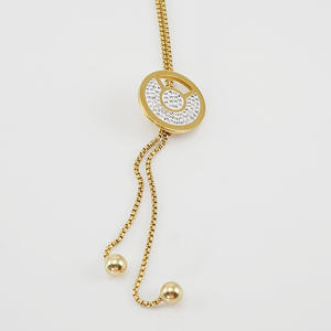 Herbst und Winter lange Pullover Halskette für Frauen runde diamant beschichtete 18K Halskette Edelstahl Schmuck Großhandel - Product Image 4