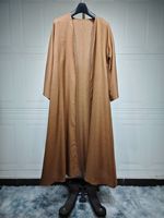 Robe longue de style turc E-87 en polyester respirant à manches longues, longueur cheville, cardigan Dubaï, abaya arabe, robe pour femmes musulmanes