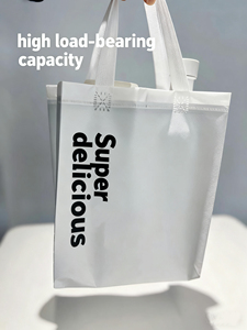 Sac isotherme personnalisable et recyclable en coton perlé non tissé, avec poignée longue, pour lait, sandwichs et pain - Product Image 3