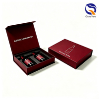 Kotak Kemasan Anggur Magnetik Kertas Kaku Merah Premium untuk Presentasi Botol Sampanye Mewah