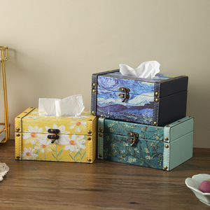 Boîte à mouchoirs en cuir PU 18PU motif tournesol et marguerite, style peinture à l'huile mystique, pour la maison, la voiture, le salon, la salle de bain - Product Image 3