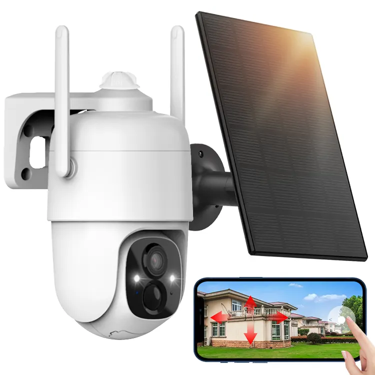 Bestseller Outdoor 10M Infrarot Nachtsicht kamera Home Surveillance Wifi PTZ Kamera mit Solar panel