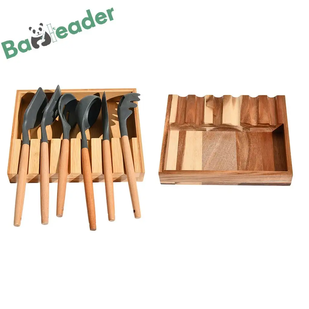 Nuovi prodotti di legno cucchiaio e forchetta utensile da cucina riposo cucina di bambù cassetto organizzatore per posate