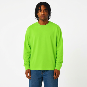 Camisa Casual de Manga Larga 100% Algodón Color Lima para Hombre, Teñido Liso, Comodidad para Toda Temporada, Diseño Italiano para Momentos Informales, Suministro ODM - Product Image 1