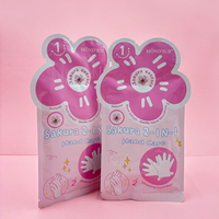 Kits de soin des mains personnalisés en 2 étapes, gel exfoliant, gants masque pour les mains, masque hydratant pour les mains Sakura pour les mains sèches et gercées