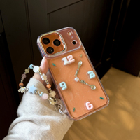 Nueva Funda de Resina Epoxi con Diseño Creativo de Macaron, Reloj, Cubierta para Teléfono con Cadena para iPhone 17 16 15 14 Pro Max