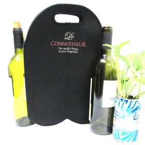 Wine Carrier Tote Bag Two <b>Bottle</b> Insulated Neoprene Wine/Water <b>Bottle</b> Holder for Travel with Secure Carry Handle - Product Image 6