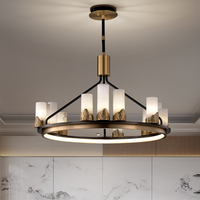 Luminaires suspendus modernes pour hôtels, villas, lustres d'intérieur de luxe, hauteur réglable, lampe suspendue en albâtre naturel