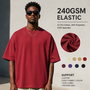 Customized logo Design 240Gsm 67.2% Cotton <strong>Blend</strong> Crew Neck Short Sleeve Stretch Soft Cool Casual Plain Oversized T Shirt for Men - Product Image 1