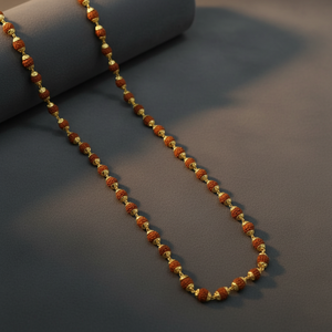 Traditional Rudraksha Mala <b>Necklace</b> with Gold <b>Beads</b> Long Spiritual Rudraksha <b>Bead</b> <b>Necklace</b> Meditation Prayer Mala Jewelry - Product Image 3