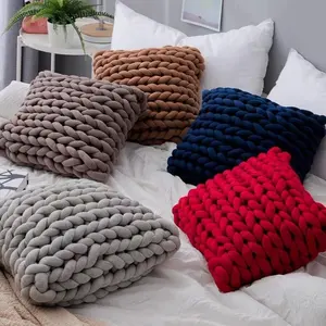 Vendite calde treccia annodato cuscino lavorato a maglia cuscino morbido filato filato cuscini