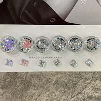 Paillettes uv pour ongles, 6 couleurs, brillantes, argentées, pour laser, de forme ronde, mélangées
