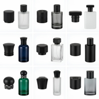 Fabricant de bouchons de parfum en zamac noir mat OEM/ODM, couvercle octogonal géométrique à étages pour bouteilles de vin et de parfum, anti-fuite