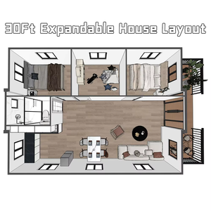 Maison pliable Zero Foundation de 30 pieds, aucun <span class=keywords><strong>travail</strong></span> de terrassement requis, unité préfabriquée pliable, abri d'urgence <span class=keywords><strong>temporaire</strong></span>, utilisation résidentielle - Product Image 2
