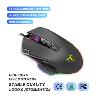 Souris de jeu filaire haute performance, RGB réglable, programmable, souris USB pour ordinateur Windows, joueur
