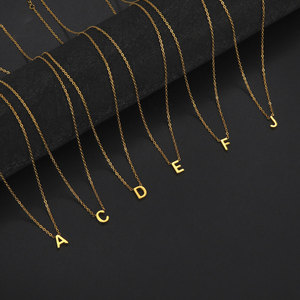 Collier initial 26 lettres en gros, plaqué or, acier inoxydable, ne ternit pas, pendentif alphabet délicat, bijoux personnalisés - Product Image 2