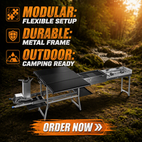 Table de cuisine mobile ENJOIN pour le camping, en alliage d'aluminium, pliable, station de cuisson extérieure, réchaud à gaz, grille, support pour casseroles, capacité de charge de 50 kg, tout-en-un