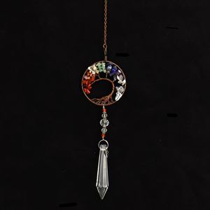 Pendentif en cristal Arbre de Vie chauffant pour la vente en gros, Galets naturels, Attrape-soleil, Modèle artisanal en mosaïque d'améthyste, Décoration de Noël polie - Product Image 6
