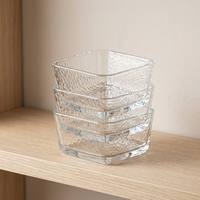 Minimalistische vierkante gehamerde glazen schaal, stapelbaar, loodvrij, voor fruit, noten, geschikt voor thuis, feestjes en hotels.
