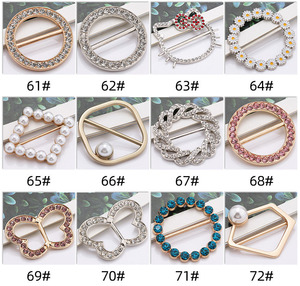 Thiết kế lạ mắt trang phục kim loại Trims Rhinestone khóa ngọc trai lụa Khăn trang sức phụ kiện vàng hồng Vàng khăn Clips Vòng - Product Image 6