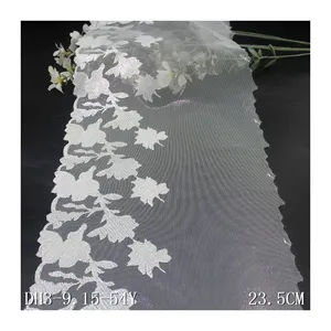 2024 Luxury NEW arrival Shiny Mesh Lace Fabric White Embroidered Lace Trim for Lingerie Underwear
